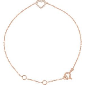 Ladies Natural Diamond Heart Bracelet (I1, H-I) — 14K Rose Gold