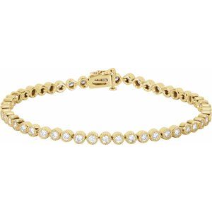 Ladies Natural Diamond Line 7 1/ Bracelet (I2, H+) — 14K Yellow Gold