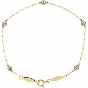 Ladies Natural Diamond Bezel-Set Station Bracelet (I1, H+) — 14K Yellow Gold