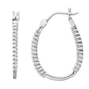 Ladies Natural Diamond Inside-Outside Hoop Earring (I1) — 14K White Gold