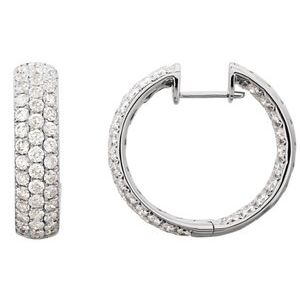 Ladies Natural Diamond Inside-Outside Hinged 23.4 mm Hoop Earrings (I1, H+) — 18K White Gold