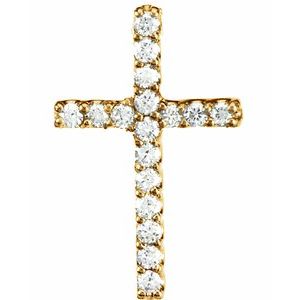 Ladies Natural Diamond Petite Cross Pendant (I1, G-H) — 14K Yellow Gold