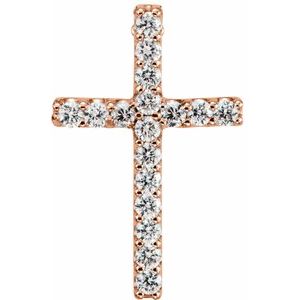 Ladies Natural Diamond Petite Cross Pendant (I1, G-H) — 14K Rose Gold