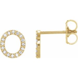 Ladies Natural Diamond Initial O Earrings (I1, G-H) — 14K Yellow Gold