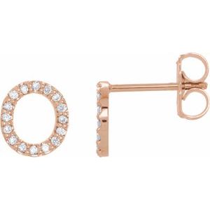 Ladies Natural Diamond Initial O Earring (I1, G-H) — 14K Rose Gold