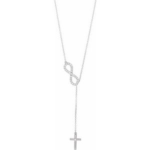 Ladies Natural Diamond Infinity-Inspired Cross Necklace (I1, H+) — 14K White Gold