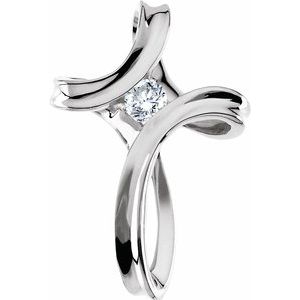 Ladies Natural Diamond Cross Pendant (Si1, G-H) — 14K White Gold