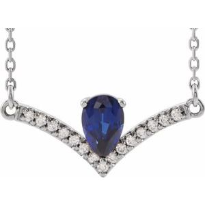 Ladies Natural Blue Sapphire Natural Diamond Necklace (Si2-Si3, G-H) — Platinum