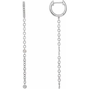 Ladies Natural Diamond Hinged Hoop Earrings (I1, Ghi) — 14K White Gold
