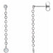 Ladies Natural Diamond Chain Dangle Earrings — 14K White Gold