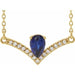 Ladies Natural Blue Sapphire Natural Diamond Necklace (I1, G-H) — 14K Yellow Gold