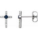 Ladies Natural Blue Sapphire Natural Diamond Cross Earrings — 14K White Gold
