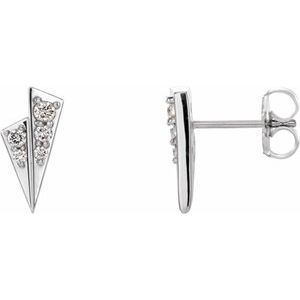 Ladies Natural Diamond Geometric Earrings — Sterling Silver