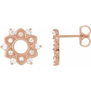 Ladies Natural Diamond Earrings — 14K Rose Gold