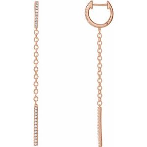 Ladies Natural Diamond Hinged Hoop Chain Earrings — 14K Rose Gold