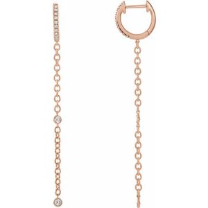 Ladies Natural Diamond Hinged Hoop Earrings (I1, Ghi) — 14K Rose Gold