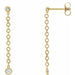 Ladies Natural Diamond Chain Dangle Earrings — 14K Yellow Gold