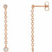 Ladies Natural Diamond Chain Dangle Earrings — 14K Rose Gold