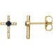 Ladies Natural Blue Sapphire Natural Diamond Cross Earrings — 14K Yellow Gold