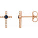Ladies Natural Blue Sapphire Natural Diamond Cross Earrings — 14K Rose Gold