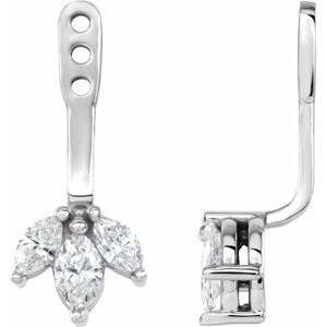 Ladies Natural Diamond Cluster Front-Back Earring Jackets — Sterling Silver