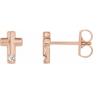 Ladies Natural Diamond Cross Earrings (I1, G-H) — 14K Rose Gold