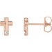 Ladies Natural Diamond Cross Earrings (I1, G-H) — 14K Rose Gold
