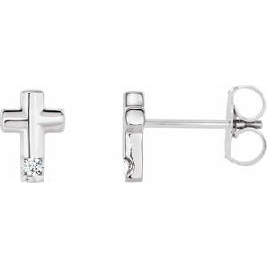 Ladies Natural Diamond Cross Earrings (Si2-Si3, G-H) — Platinum