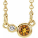 Ladies Natural Citrine Natural Diamond Necklace (I1, G-H) — 14K Yellow Gold