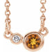 Ladies Natural Citrine Natural Diamond Necklace (I1, G-H) — 14K Rose Gold