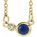 Ladies Natural Blue Sapphire Natural Diamond Necklace (I1, G-H) — 14K Yellow Gold