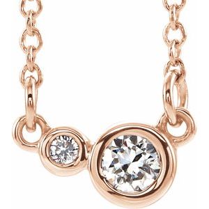 Ladies Natural White Sapphire Natural Diamond Necklace (I1, G-H) — 14K Rose Gold