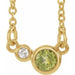 Ladies Natural Peridot Natural Diamond Necklace (I1, G-H) — 14K Yellow Gold