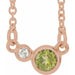 Ladies Natural Peridot Natural Diamond Necklace (I1, G-H) — 14K Rose Gold
