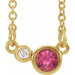 Ladies Natural Pink Tourmaline Natural Diamond Necklace (I1, G-H) — 14K Yellow Gold