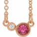 Ladies Natural Pink Tourmaline Natural Diamond Necklace (I1, G-H) — 14K Rose Gold