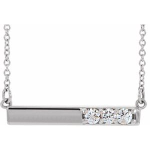Ladies Natural Diamond Bar Necklace (I1, G-H) — Sterling Silver