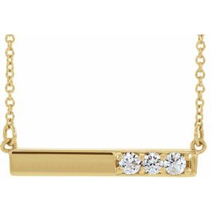 Ladies Natural Diamond Bar Necklace (I1, G-H) — 14K Yellow Gold