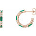Ladies Natural Emerald Natural Diamond 17.2 mm Hoop Earrings (I1, G-H) — 14K Rose Gold