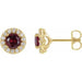 Ladies 4 mm Natural Ruby Natural Diamond Earrings — 14K Yellow Gold