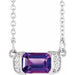 Ladies Natural Amethyst Natural Diamond Bar Necklace (Si2-Si3, G-H) — Platinum