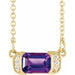 Ladies Natural Amethyst Natural Diamond Bar Necklace (I1, G-H) — 14K Yellow Gold