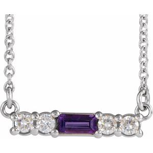 Ladies Natural Amethyst Natural Diamond Necklace (Si2-Si3, G-H) — Platinum