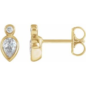 Ladies Natural Diamond Bezel-Set Earrings — 14K Yellow Gold