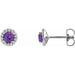 Ladies 3 mm Natural Amethyst Natural Diamond Earrings — Sterling Silver
