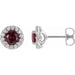 Ladies 4 mm Natural Ruby Natural Diamond Earrings — Sterling Silver