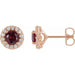 Ladies 4 mm Natural Ruby Natural Diamond Earrings — 14K Rose Gold
