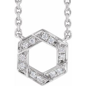 Ladies Natural Diamond Geometric Necklace (I1, Ghi) — 14K White Gold