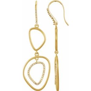 Ladies Natural Diamond Open Silhouette Earrings — 14K Yellow Gold