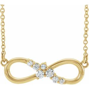Ladies Natural Diamond Infinity-Inspired Bar Necklace (I1, G-H) — 14K Yellow Gold